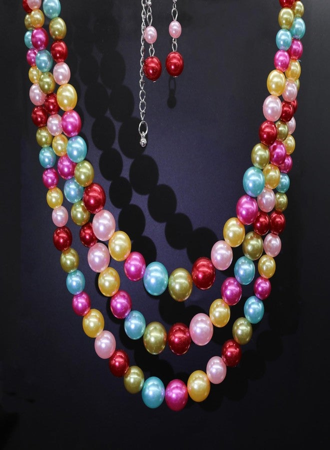 CIOOU 3 Strand Faux Pearl Necklace & Earrings Set - 1920s Flapper Gatsby Costume Accessories - Image 5